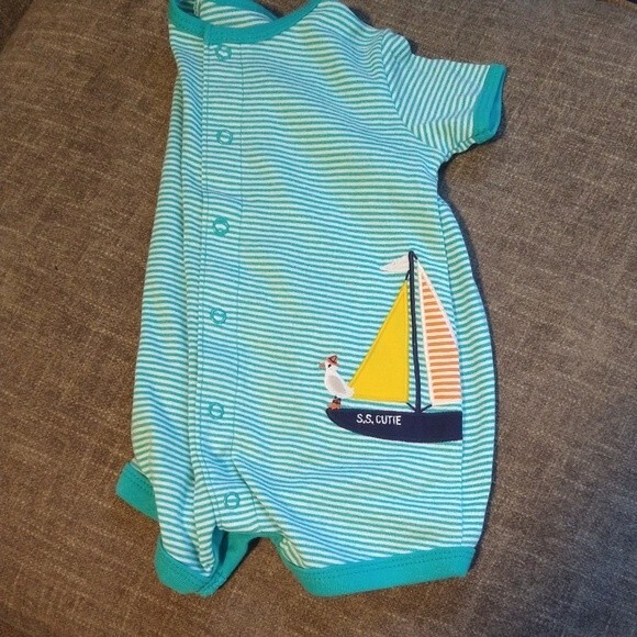 Turquoise Striped Romper - Picture 3 of 7